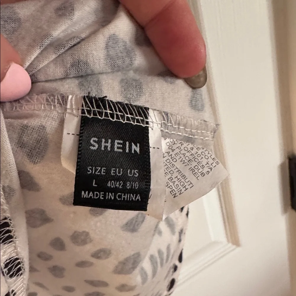 SHEIN White & Black Dalmatian Spot Tee - Picture 5 of 5